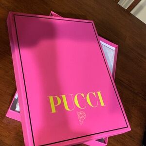 Authentic brand new Large Pucci pink rare box with black ribbon/ Pucci tissue in